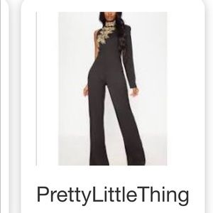 PLT black romper with gold flowers NWT